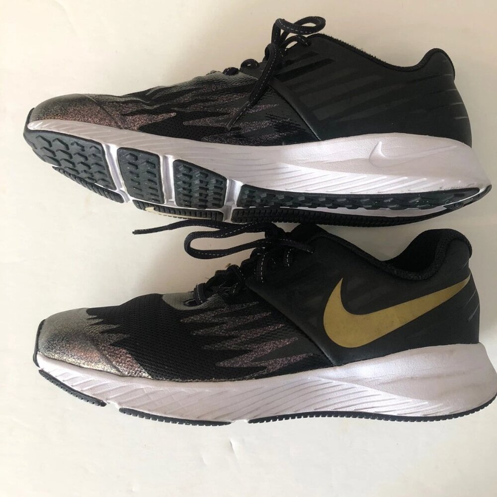Nike Star Runner SH Shoe Black Gold White Purple Sneakers AV4488-001 Youth 6Y